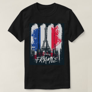 Camiseta Paris Francia Diseño de la Torre Eiffel con Pincel