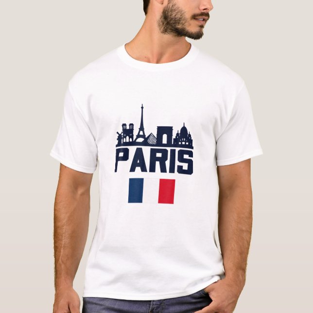 Camiseta Paris Francia Eiffel Tower Skyline Graphic Tee S,  (Anverso)