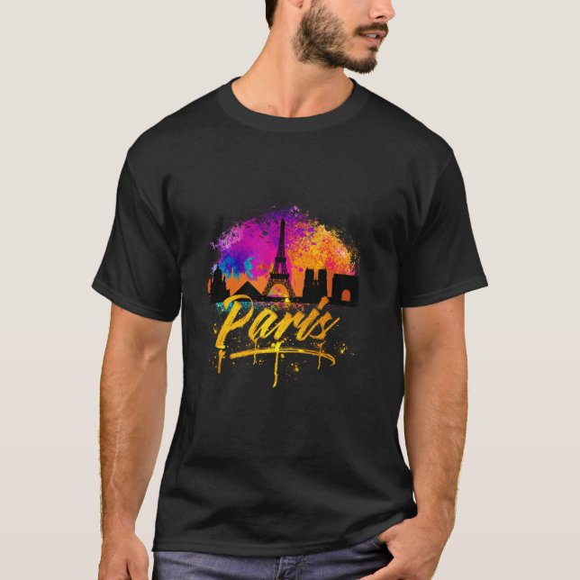 Camiseta Paris Francia Souvenir Skyline Long Sleeve T Shirt (Anverso)