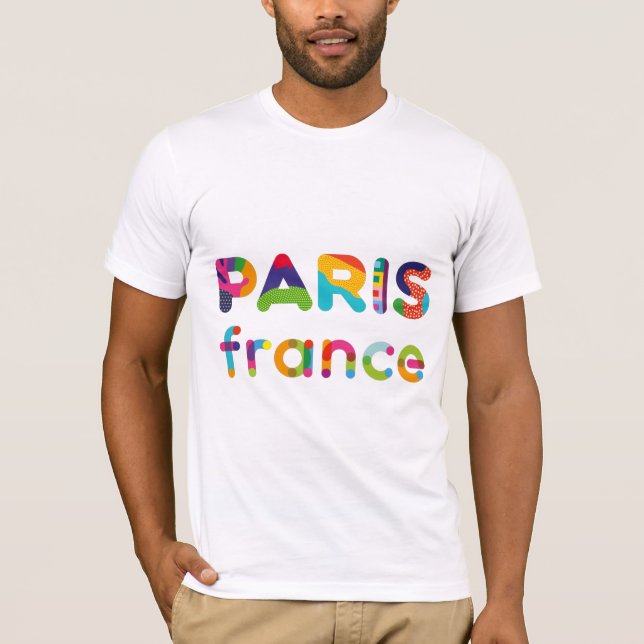 Camiseta París Francia texto colorido (Anverso)