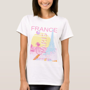 Camiseta París, Francia, Viajes, Preppy, Pastel, Verde