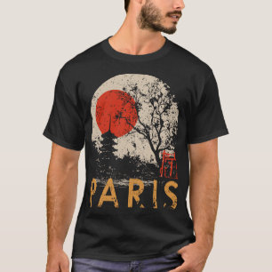 Camiseta París Japón Templo vintage Cherry Tree Sunset Art