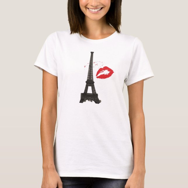 Camiseta "Paris Kiss" Women's Bella Flowy Circle Top, White (Anverso)