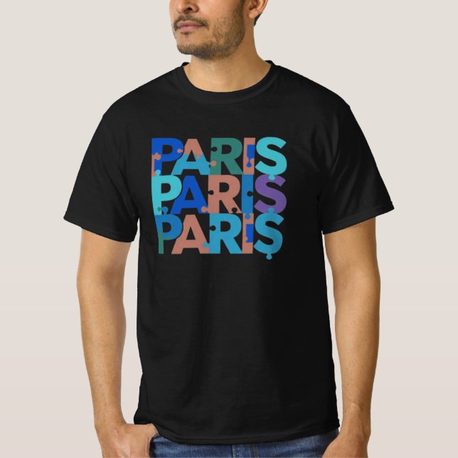 Camiseta París: La tipografía del rompecabezas 4 (Anverso)