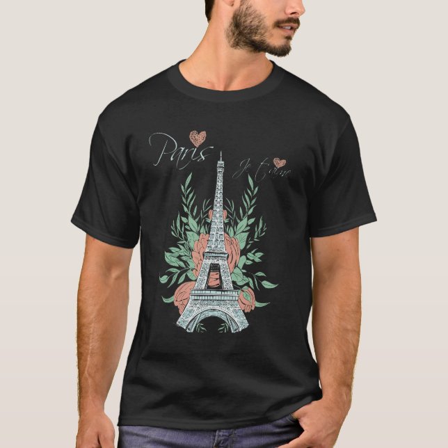 Camiseta Paris Love Eiffel Tower Rosa Paris Souvenir Fre (Anverso)