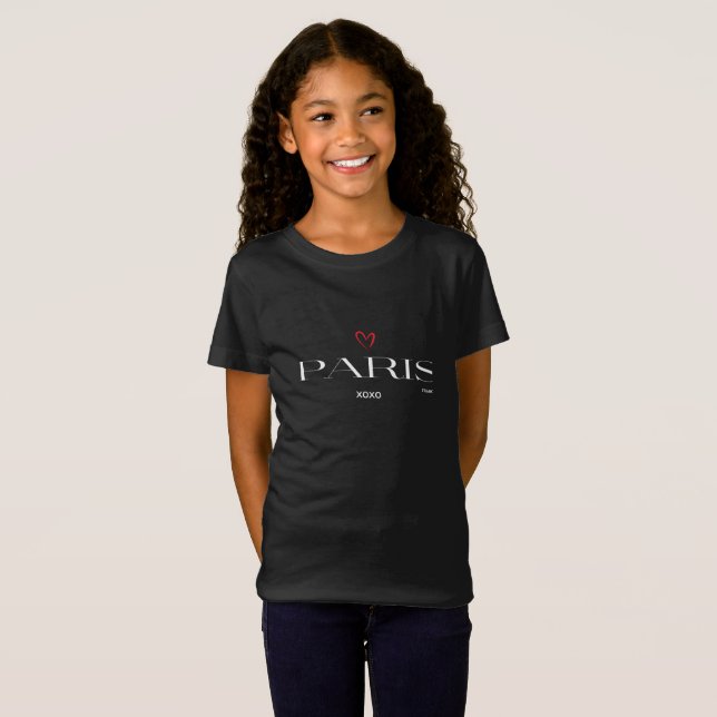 Camiseta París moderno xoxo Corazón rojo estilizado (Anverso completo)