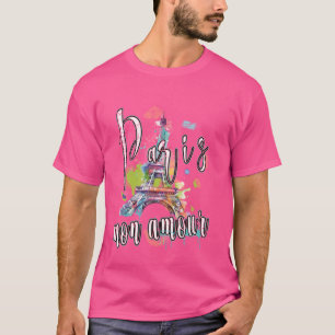 Camiseta Paris Mon Amour Eiffel Tower Splash Art Graffiti W