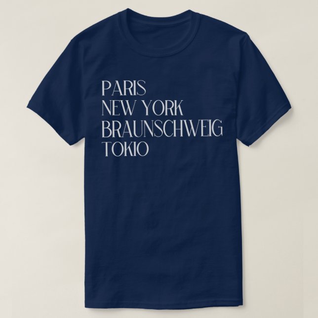 Camiseta París Nueva York Braunschweig Tokio (Diseño del anverso)