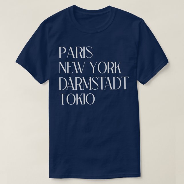 Camiseta París Nueva York Darmstadt Tokio (Diseño del anverso)