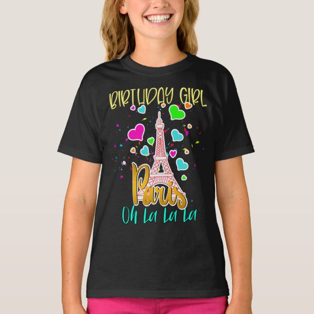 Camiseta París Oh Lala Cumpleaños Chica Eiffel  (Anverso)