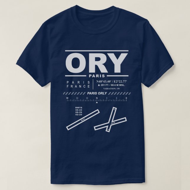 Camiseta Paris Orly Airport ORY T-Shirt (Diseño del anverso)