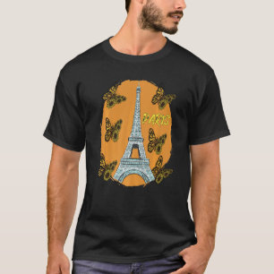 Camiseta París Retro Eiffel Torre Mariposa Francia Amor Fre