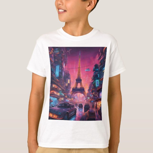 Camiseta Paris rétro futuriste (Anverso)
