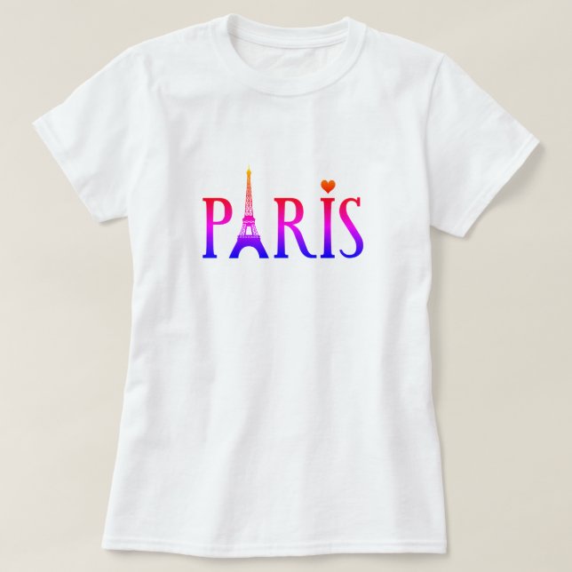 Camiseta París rosa y morado (Diseño del anverso)