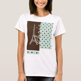 Camiseta París; Torre Eiffel; Verde salvia y Brown