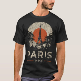 Camiseta Paris Tower Vieja Red Circle City Silhouette