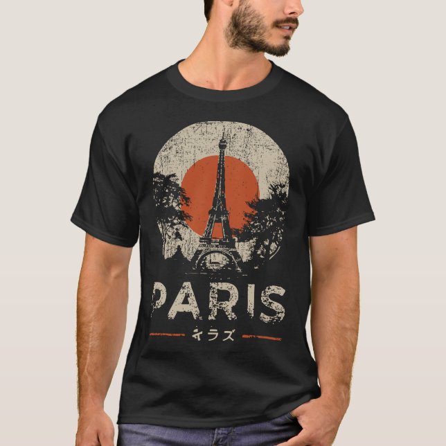 Camiseta Paris Tower Vieja Red Circle City Silhouette (Anverso)