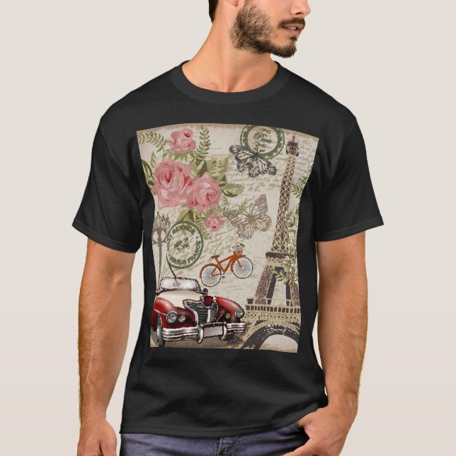 Camiseta Paris Vintage: Estilo Postcard (Anverso)