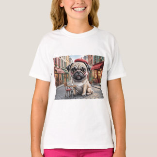 Camiseta Parisian Pug at Sidewalk Cafe