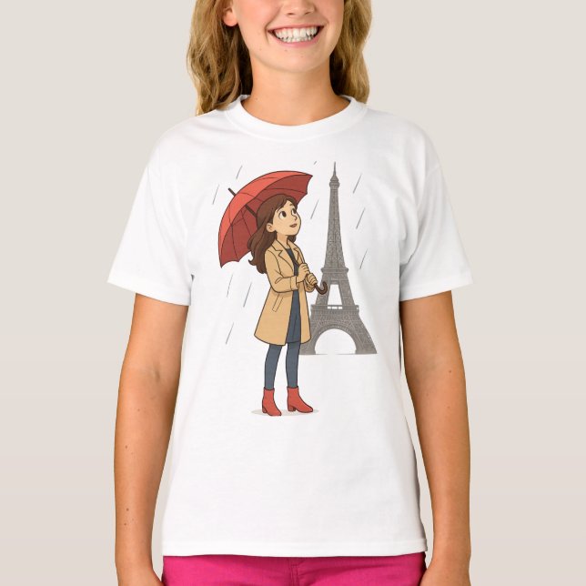 Camiseta Parisian Wonder" – Dziewczyna z parasolką pod Wież (Anverso)