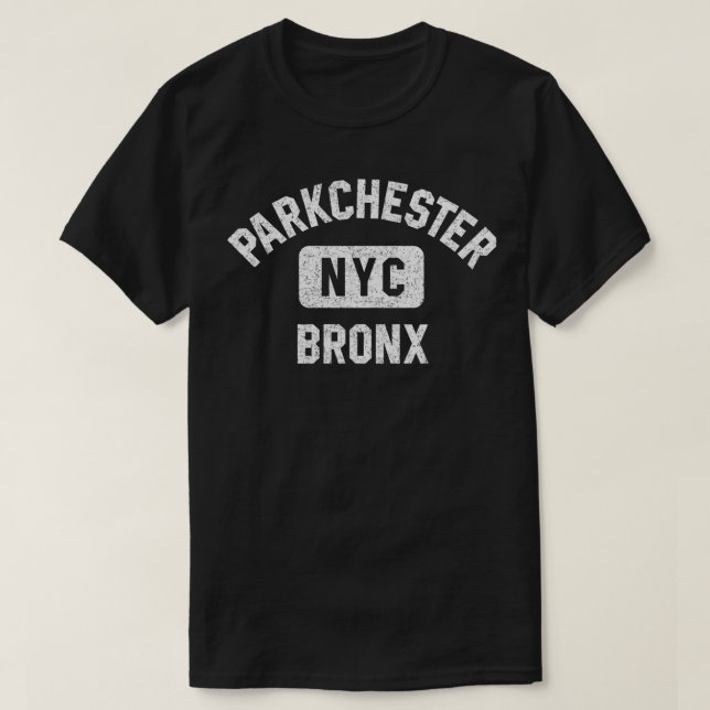 Camiseta Parkchester Bron NYC Gym Style Distressed White Pr (Diseño del anverso)