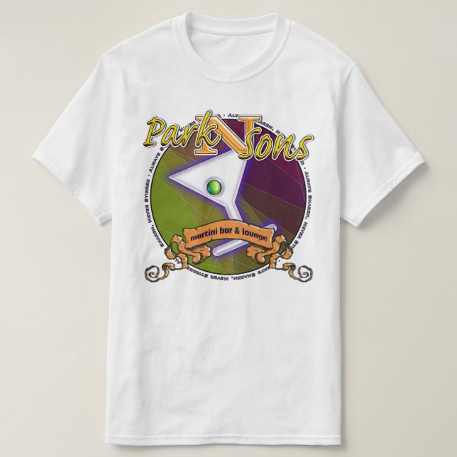 Camiseta Parkinsons Martini Bar Circle siempre sacudido del (Diseño del anverso)