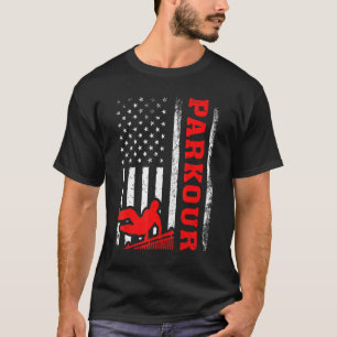 Camiseta Parkour Jump Retro American Flag Parkour 4 De Ju