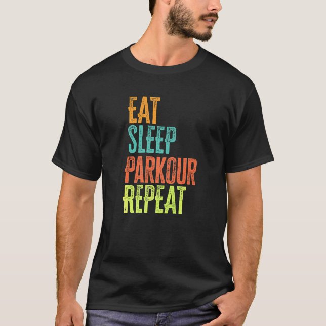 Camiseta Parkour Retro Eat Sleep Parkour Repeat Street Acro (Anverso)