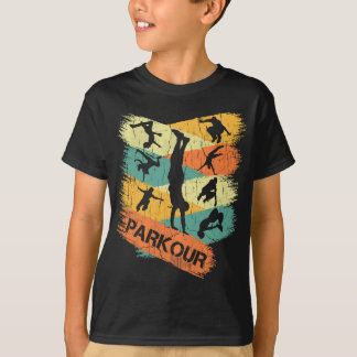 Camiseta Parkour retro para niños Silhouette Vintage Free R