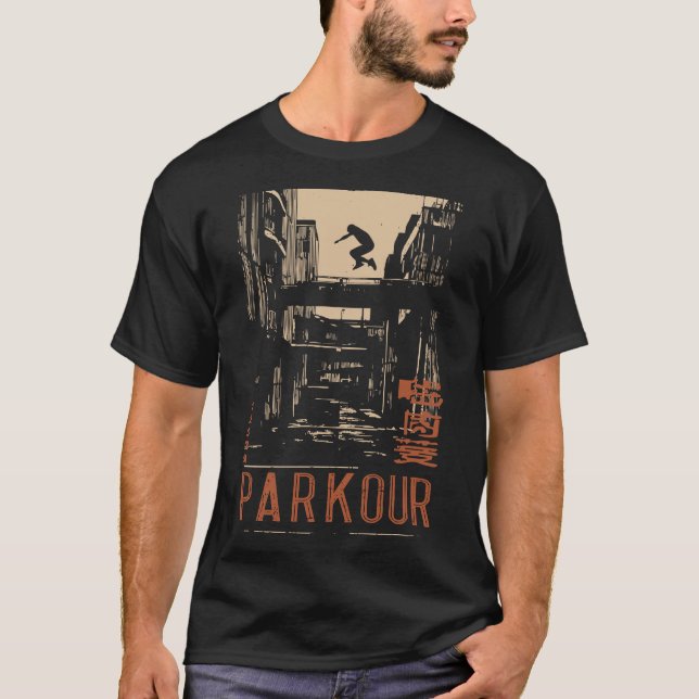 Camiseta PARKOUR Urban Action Silhouette Poster | Retro (Anverso)