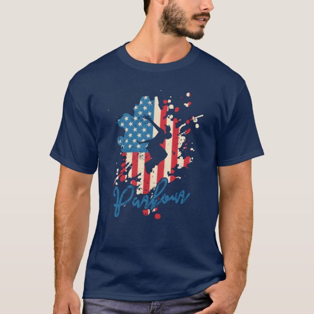 Camiseta Parkour USA Flag Sportraining Fitness funny (Anverso)