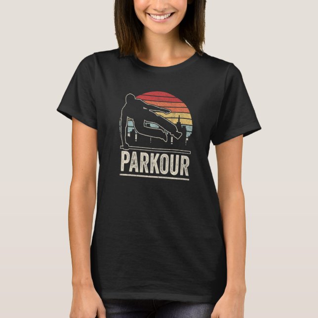 Camiseta Parkour Vintage Retro Silhouette (Anverso)