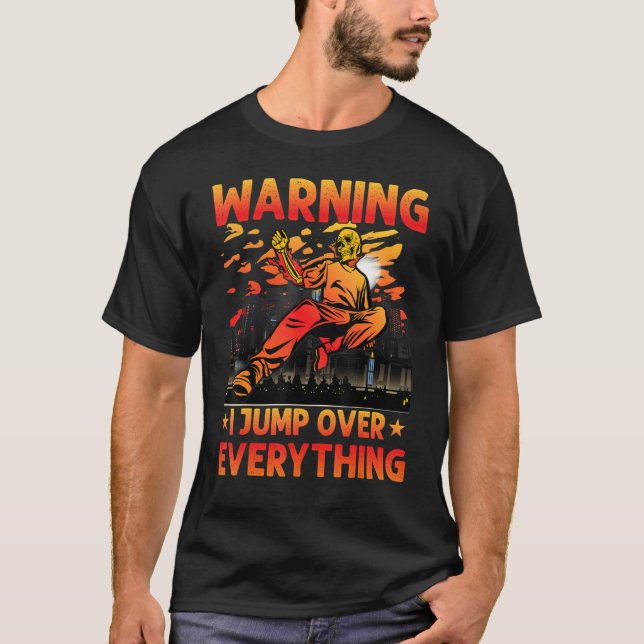 Camiseta Parkour Warning I jump over everything funny sayin (Anverso)