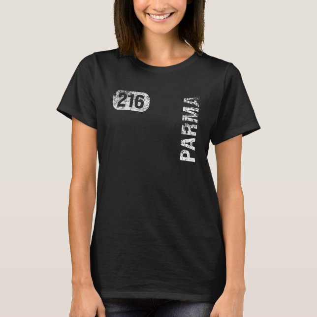 Camiseta Parma Ohio 216 Código de Área Antiguo Retro (Anverso)