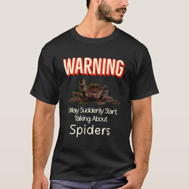 Camiseta Parodia de advertencia de araña de saltar volando (Anverso)