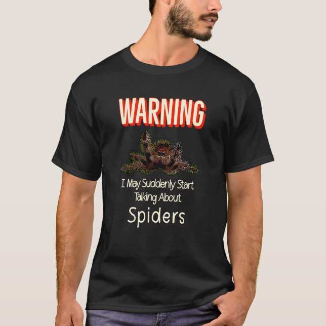 Camiseta Parodia de advertencia de araña de saltar volando (Anverso)