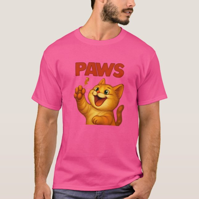 Camiseta parodia de gato y ratón PAWS (Anverso)