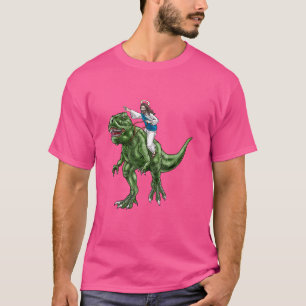 Camiseta Parodia de Jesús montando dinosaurio Cute Meme Din