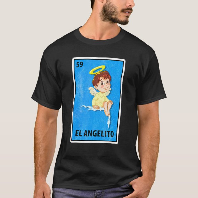 Camiseta Parodia de la lotería mexicana El Angelito (Anverso)