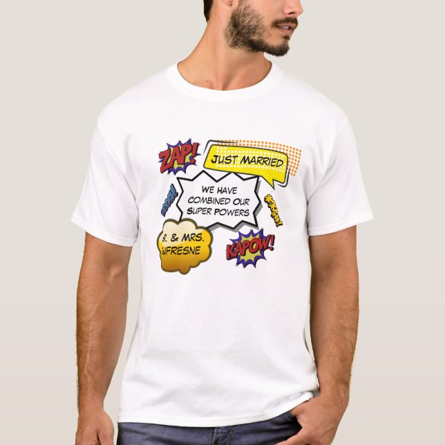 Camiseta Parodia de superhéroe recién casado (Anverso)