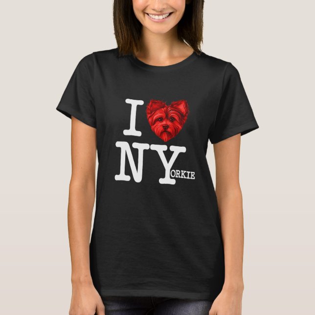 Camiseta Parodia de Yorkshire Terrier I Heart New Yorkie (Anverso)