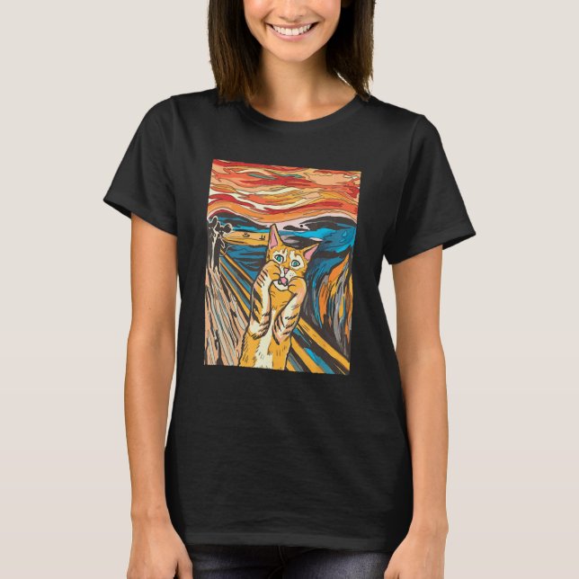 Camiseta Parodia del gato de un gato divertida, pintura par (Anverso)