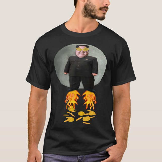 Camiseta Parodia del pequeño hombre de cohete Kim Jong Moon (Anverso)