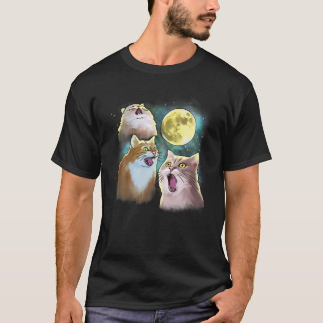 Camiseta Parodia divertida de tres gatos en la luna 3 lobfs (Anverso)