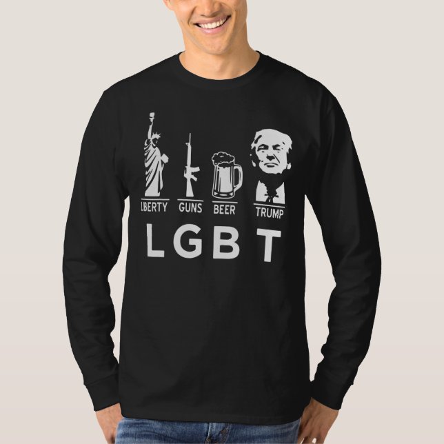 Camiseta Parodia Lgbt Liberty Gunty Cerveza Bandera Estadou (Anverso)