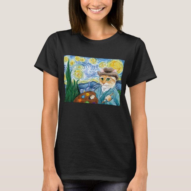 Camiseta Parodia linda del artista de la noche estrellada (Anverso)