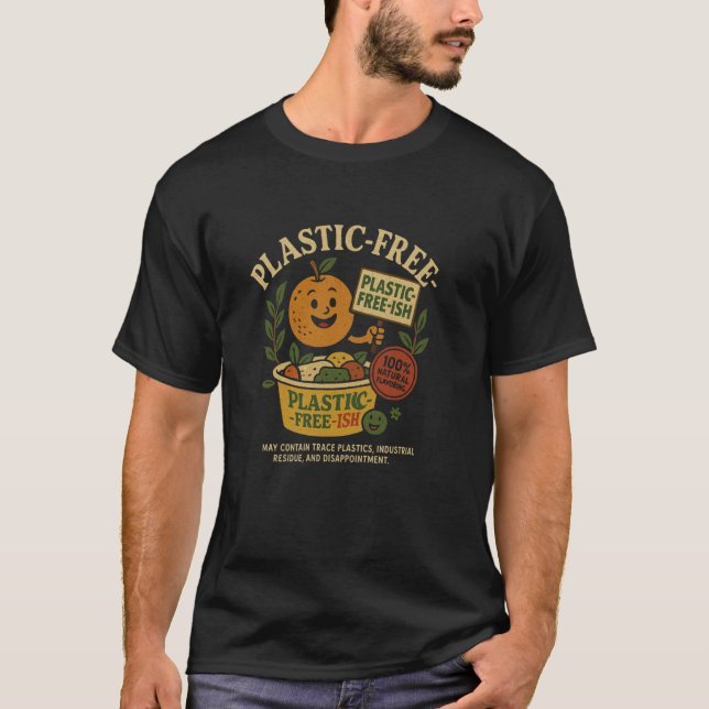 Camiseta Parodia Orgánica Libre de Plástico-ish (Anverso)