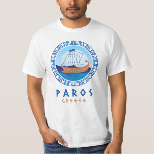 Camiseta Paros, Grecia Diseño de Barco Griego Hombres