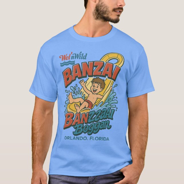 Camiseta Parque acuático estilo Retro 80 BANZAI ORLANDO, FL (Anverso)