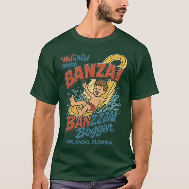 Camiseta Parque acuático estilo Retro 80 BANZAI ORLANDO, FL (Anverso)